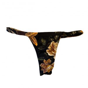 Tanga Mini Negra Flores