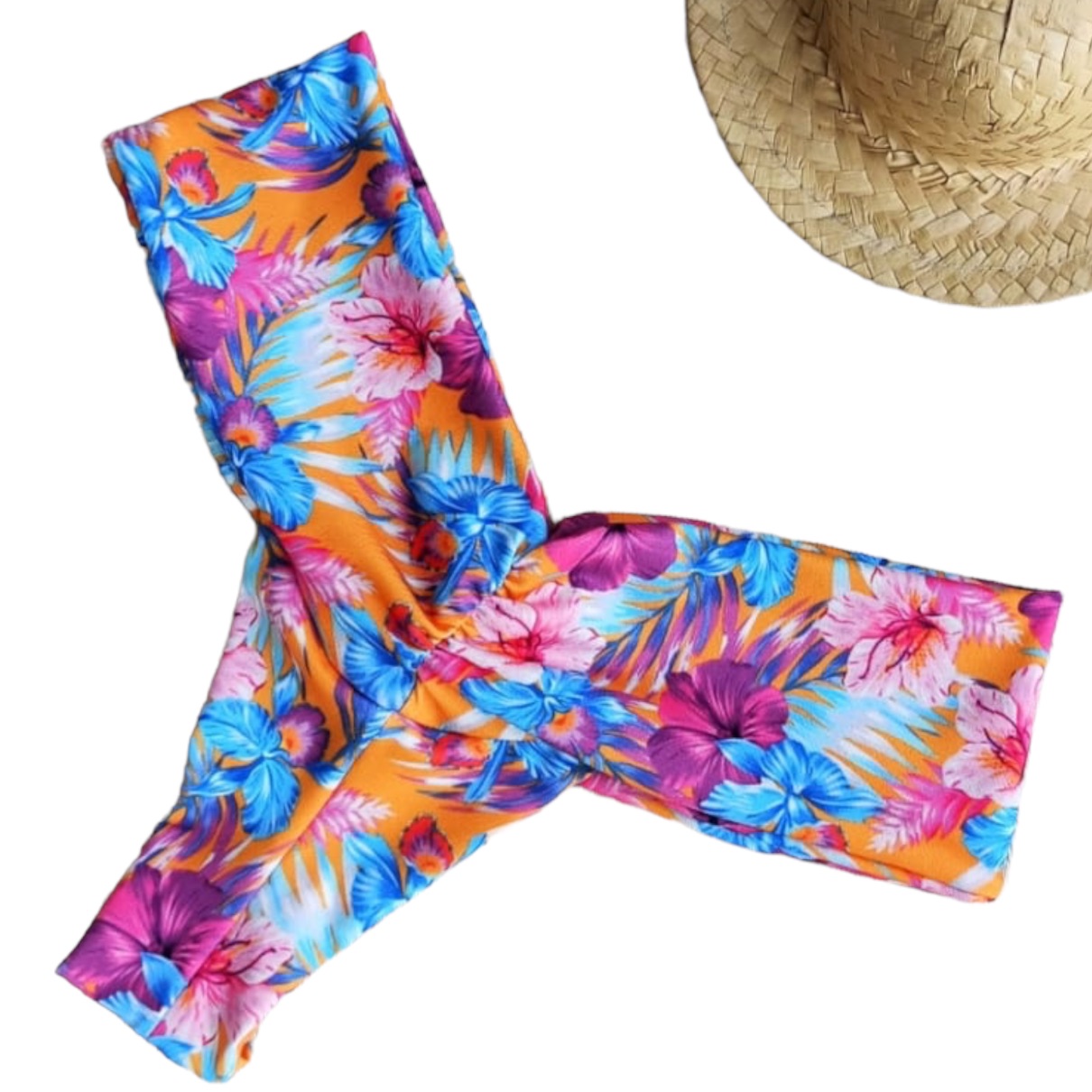 Bottom de bikini brasileño pretina ancha Flores