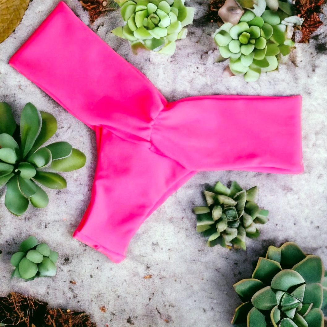 Bottom de bikini Brasileño pretina ancha efecto cintura Rosa Satinado