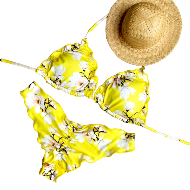 Conjunto Kai maia amarillo flores blancas