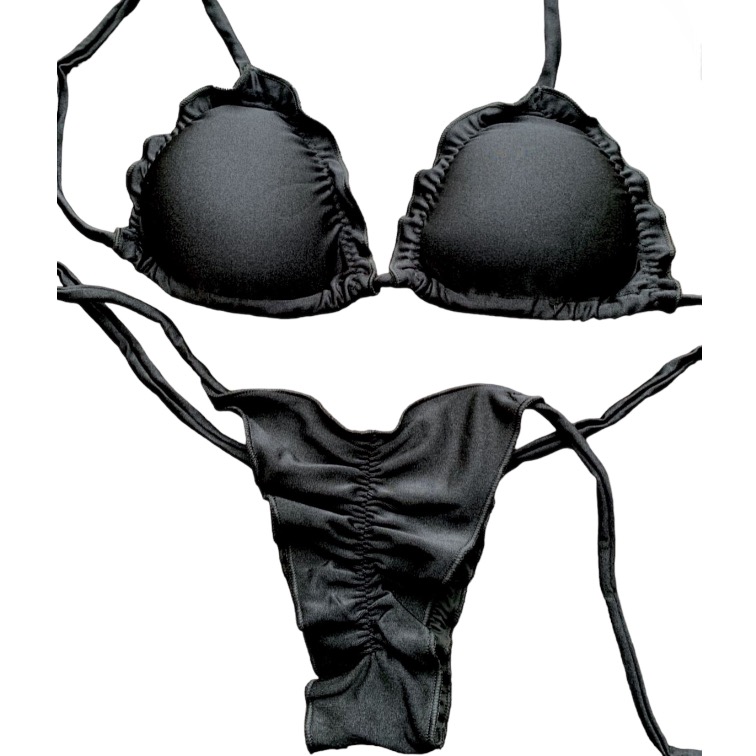 Conjunto kai mía negro satinado