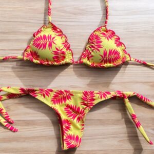 Conjunto kai mae amarillo hojas rosadas