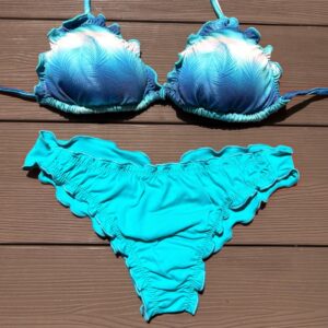 Conjunto de bikini Brasileño top triángulo + bottom culote push up caribe turquesa Kai maia